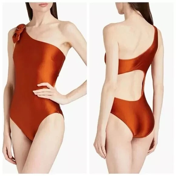 Zimmermann Brown One Piece Swimsuit High-Cut Minimalist Estelle - Picture 8 of 12